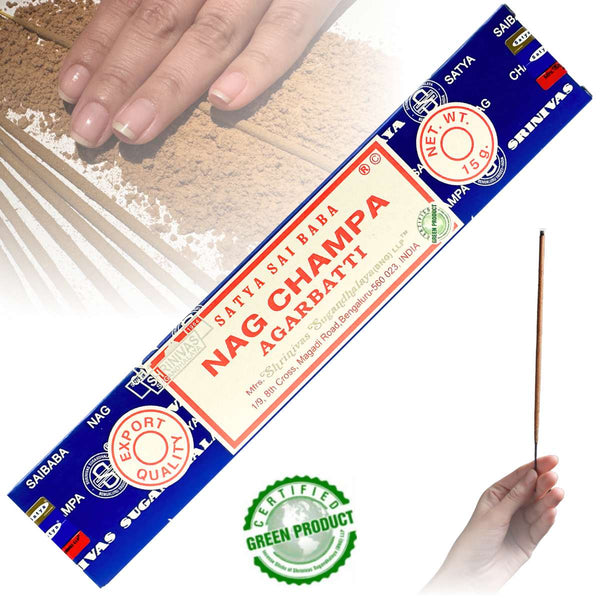 Satya Sai Baba Nag-Champa Agarbatti Räucherstäbchen, 12 Sticks, 20cm, Brenndauer 45min