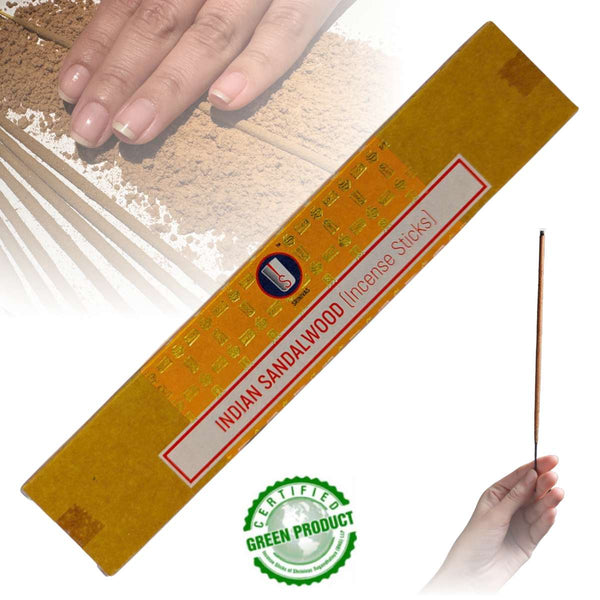 Srinivas Indian Sandalwood Masala, Sandelholz Räucherstäbchen, 12 Sticks, 21cm, Brenndauer 40min
