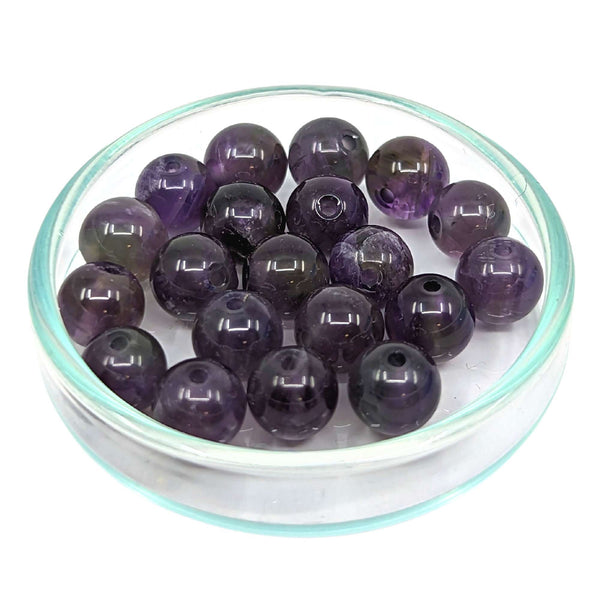 Amethyst Edelstein-Perlen mit Bohrung, 10 Stück (Ø 6mm)