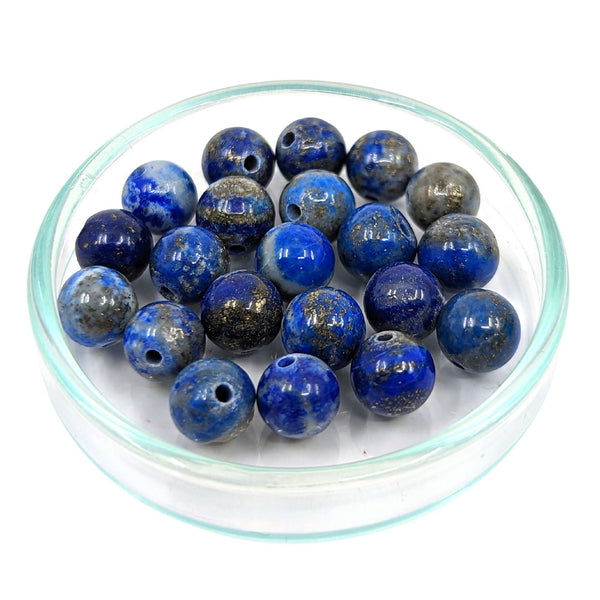 Lapislazuli Edelstein-Perlen mit Bohrung, 10 Stück (Ø 6mm)