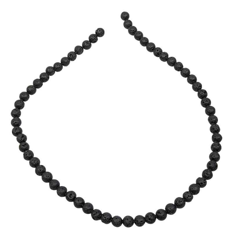 Lavastein Perlen mit Bohrung, 10 Stück (Ø 6mm)