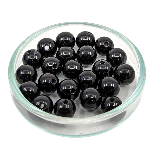 Onyx Edelstein-Perlen mit Bohrung, 10 Stück (Ø 6mm)