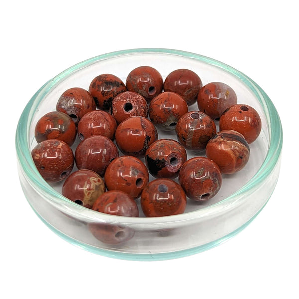 Roter Jaspis Edelstein-Perlen mit Bohrung, 10 Stück (Ø 6mm)