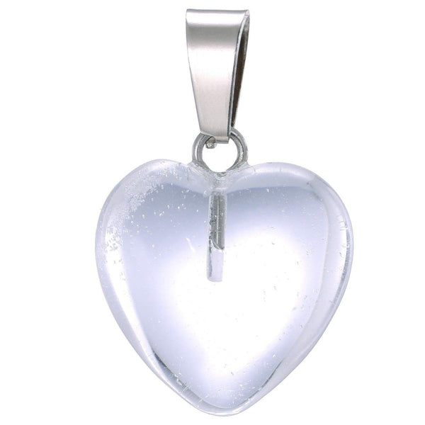 aqasha® Anhänger Bergkristall - Halskette - Herzform (1,6x1,6 cm)