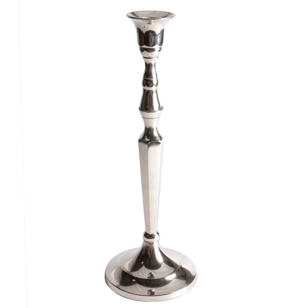 Kerzenhalter aus Metall für eine Kerze, Silber 26 cm