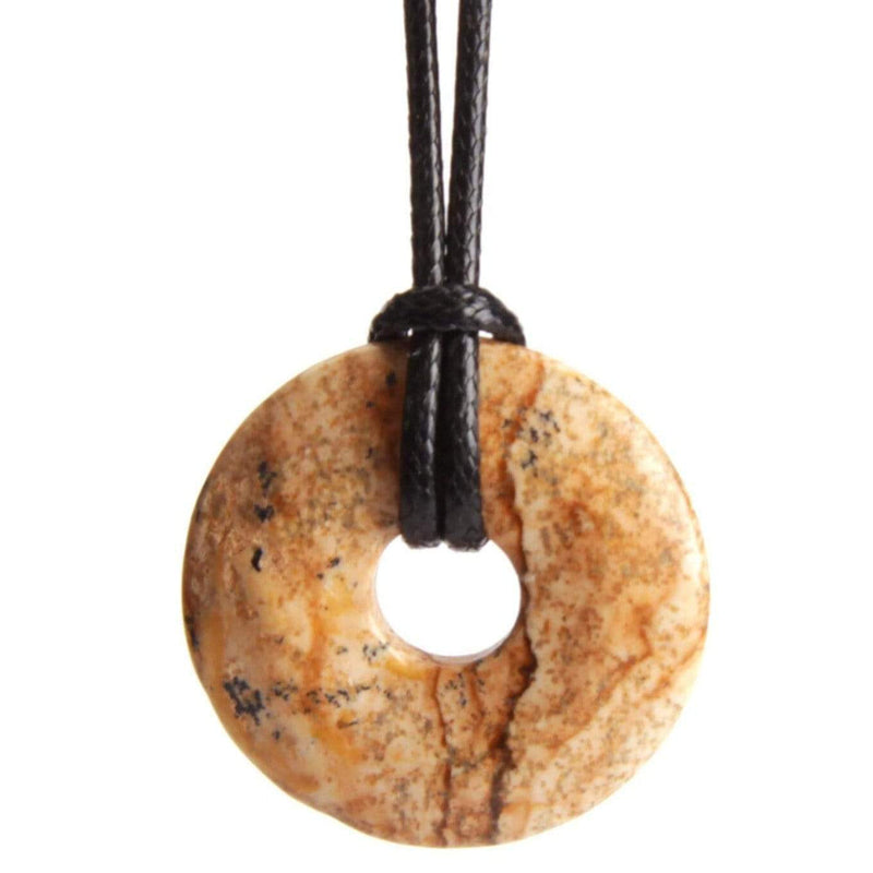 aqasha® Anhänger Landschaftsjaspis - Donut für Halskette (3x3 cm)