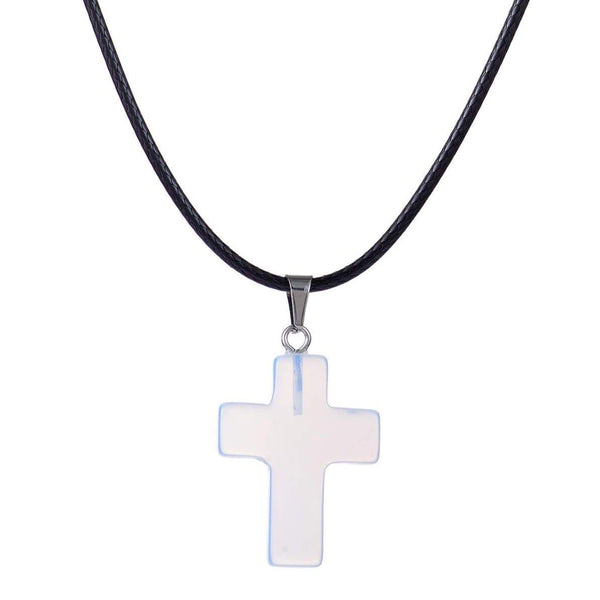 aqasha® Anhänger Opalglas (synth.) - Halskette - Kreuz (2,5x1,8 cm)