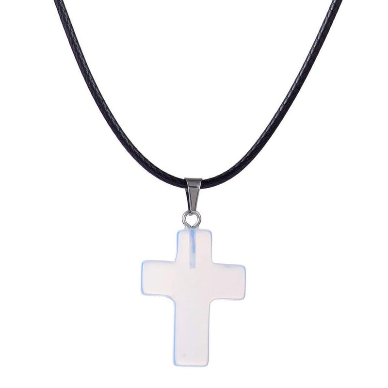 aqasha® Anhänger Opalglas (synth.) - Halskette - Kreuz (2,5x1,8 cm)