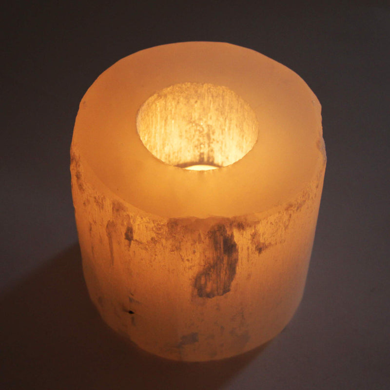 aqasha® Kerze Selenit - Teelichthalter (12x11 cm)