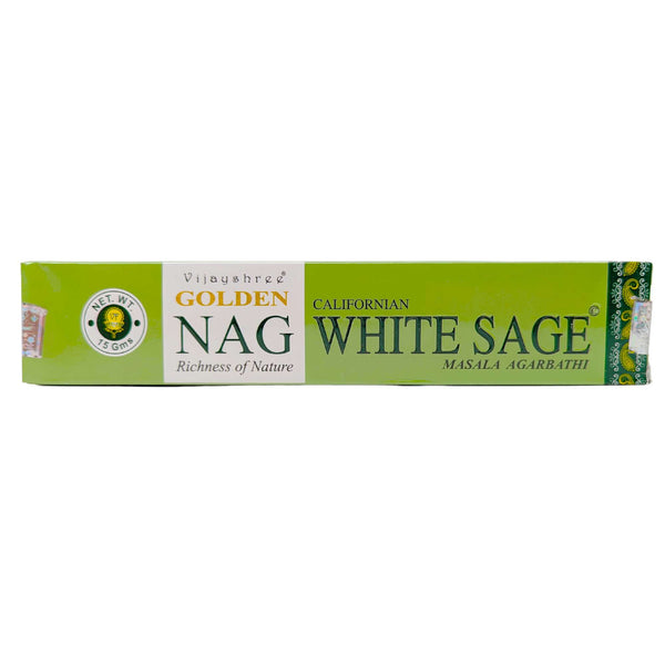 Vijayshree Golden Nag Californian White Sage, Weißer Salbei Räucherstäbchen, 15g, 21cm, Brenndauer 40min