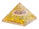Orgonit Pyramide - Gelber Jaspis - Blume des Lebens