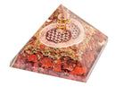 Orgonit Pyramide -Roter Jaspis - Blume des Lebens