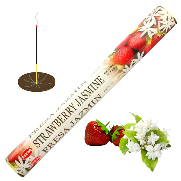 HEM Strawberry Jasmine, Erdbeere Jasmin Räucherstäbchen, 20 Sticks, 23cm, Brenndauer 40min