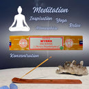 Satya Myrrh, Myrrhe Räucherstäbchen, 12 Sticks, 20cm, Brenndauer 45min