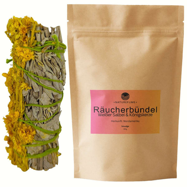 Smudge Stick: Salbei & Königskerze (Verbascum) Räucherbündel 35g