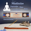 Satya Nag Champa Black Opium, Schwarzes Opium Räucherstäbchen, 12 Sticks, 20cm, Brenndauer 45min