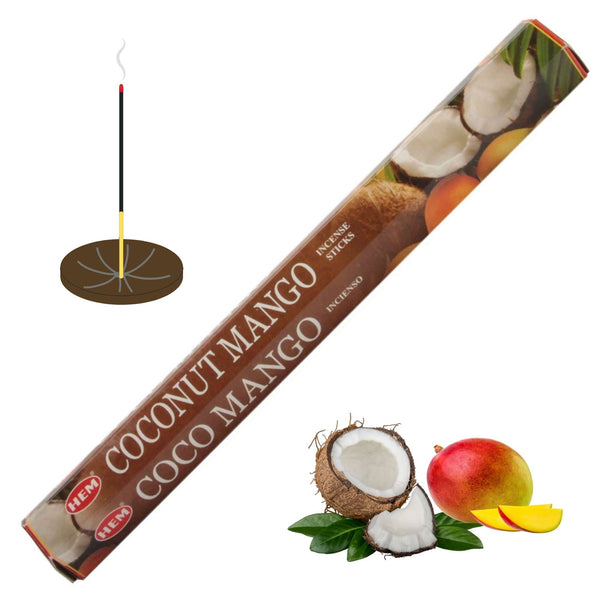 HEM Coconut Mango, Kokosnuss Mango Räucherstäbchen, 20 Sticks, 23cm, Brenndauer 45min