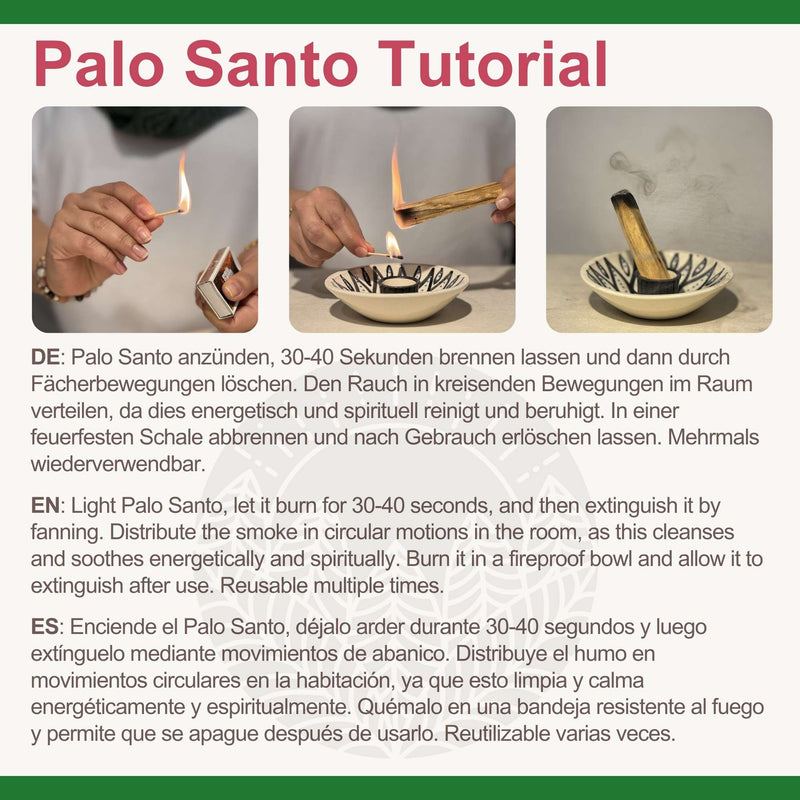 Hausreinigung: Räucher-Starter-Set - Palo Santo Stücke mit Räuchermuschel