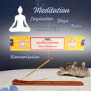 Satya Nag Champa Seven Chakra, 7 Chakren Räucherstäbchen, 12 Sticks, 22cm, Brenndauer 45min