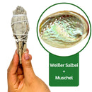 Hausreinigung: Räucher-Starter-Set - Weißer Salbei mit Räuchermuschel