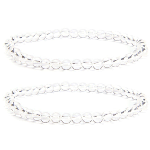 2er Set: Bergkristall-Perlen Armband (Ø 4 mm)