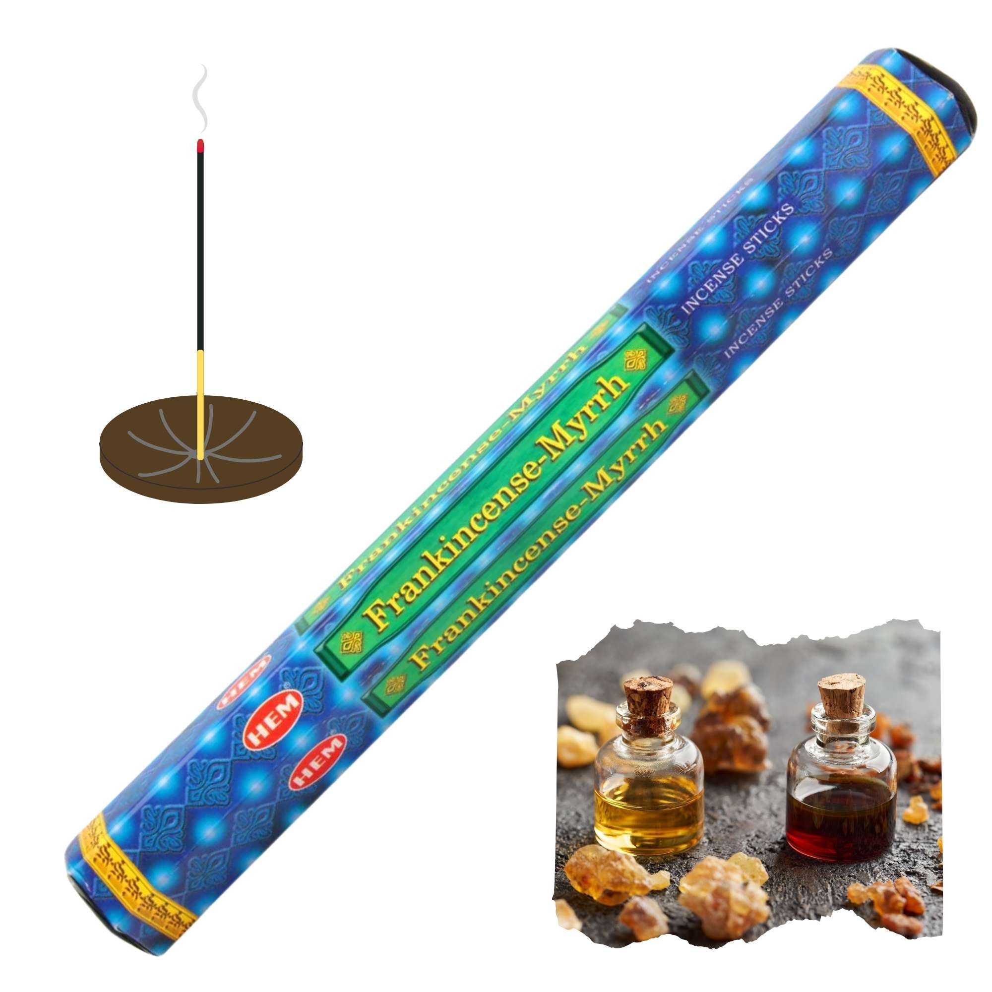 HEM Weihrauch Myrrh Hexa Räucherstäbchen – 6 Packungen Mit Je 20 Stäbchen, Natürliche Aromen