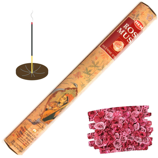 HEM Rose-Musk, Rose-Moschus Räucherstäbchen, 20 Sticks, 23cm, Brenndauer 40min