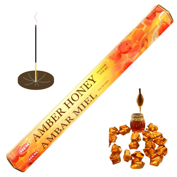 HEM Amber Honey, Amber Honig Räucherstäbchen, 20 Sticks, 23cm, Brenndauer 40min