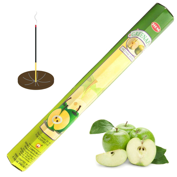 HEM Green Apple, Grüner Apfel Räucherstäbchen, 20 Sticks, 23cm, Brenndauer 45min
