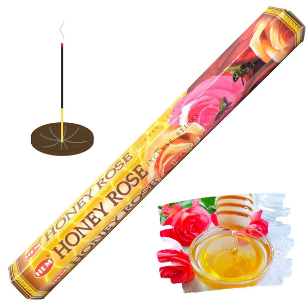 HEM Honey Rose, Honig Rose Räucherstäbchen, 20 Sticks, 23cm, Brenndauer 45min