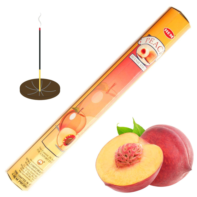 HEM Peach, Pfirsich Räucherstäbchen, 20 Sticks, 23cm, Brenndauer 45min