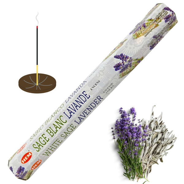 HEM White Sage Lavender, Weißer Salbei Lavendel Räucherstäbchen, 20 Sticks, 23cm, Brenndauer 40min