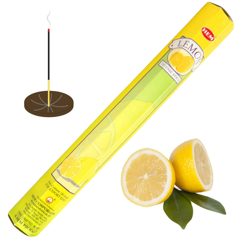 HEM Lemon, Zitrone Räucherstäbchen, 20 Sticks, 23cm, Brenndauer 45min