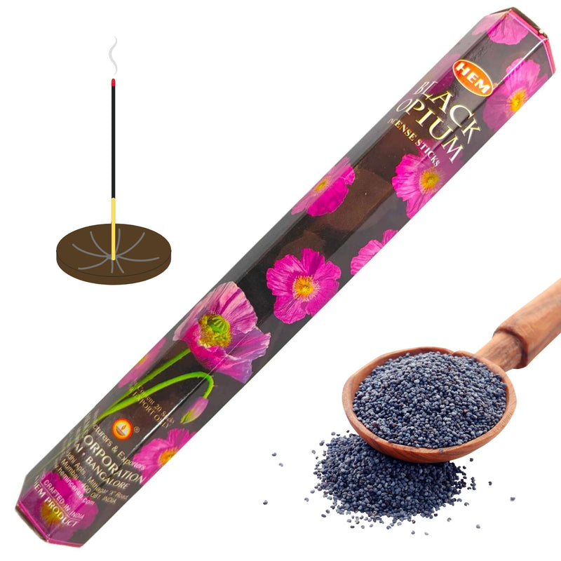 HEM Black Opium, Schwarzes Opium Räucherstäbchen, 20 Sticks, 23cm, Brenndauer 40min