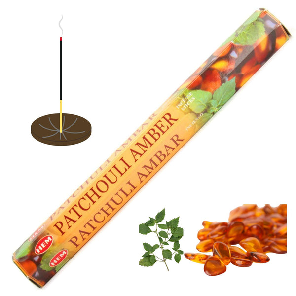 HEM Patchouli Amber incense sticks, 20 sticks, 23cm, burning time 40min