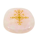Magischer Liebesstein mit altem isländischen Zauberzeichen, Rosenquarz (5 cm)