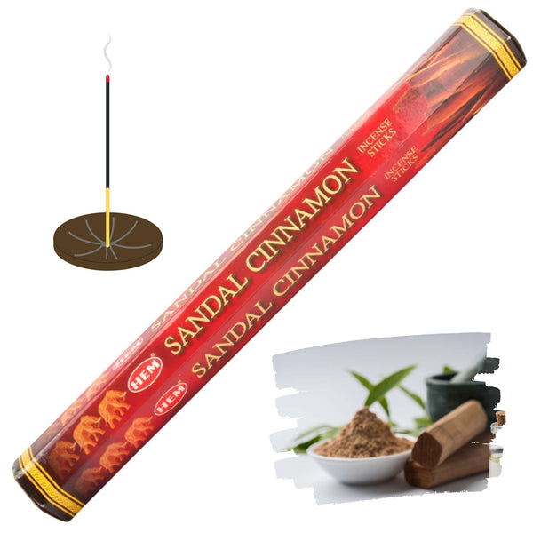 HEM Sandal Cinnamon, Sandelholz Zimt Räucherstäbchen, 20 Sticks, 23cm, Brenndauer 40min