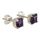 Amethyst Ohrstecker Treppenschliff (7mm)