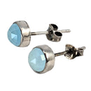 Aquamarin Ohrstecker - runder Facettenschliff, 925 Silber, 10 mm