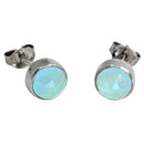 Aquamarin Ohrstecker - runder Facettenschliff, 925 Silber, 10 mm