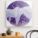 Einhornbild: EinhornPaar in einer Glühwürmchen-Nacht - Kunstdruck