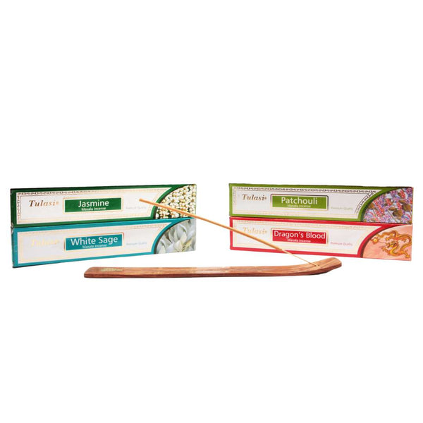 Set: Buddha incense holder with 5 incense varieties from Tulasi