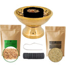 Weihrauch-Starter-Set (Kohle): Alles für den Einstieg ins Räuchern - Räuchergefäß, Quarzsand, Räucherkohle, Räucherzange + Carterii-Weihrauch