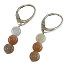 Mondstein Perlen Ohranhänger 925 Silber (Ø 6 mm)