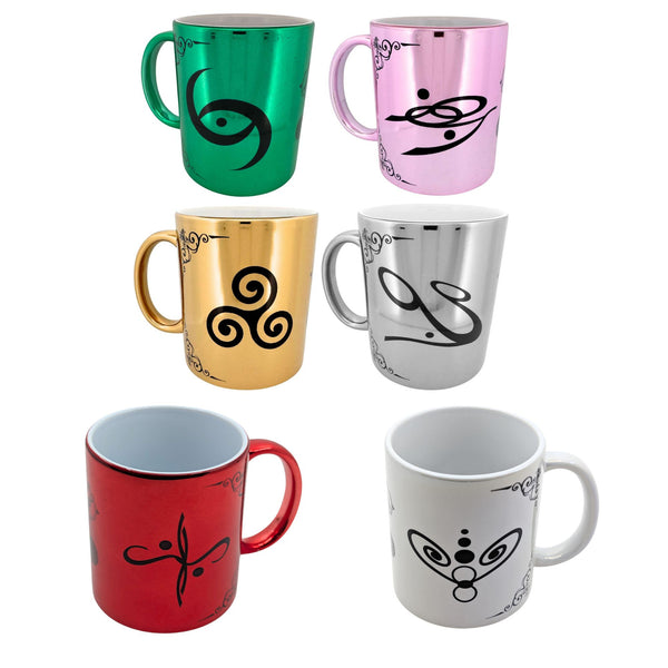 6er Set: Keramik Energietassen: Aura, Liebe, Schutz, Fülle, Reinigung und Kraft