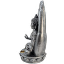 Räucherstäbchen- und Räucherkegelhalter Buddha mit Hand, silber (24 cm)