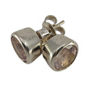 Rosenquarz Ohrstecker Facettenschliff 925 Silber (Ø 6 mm)