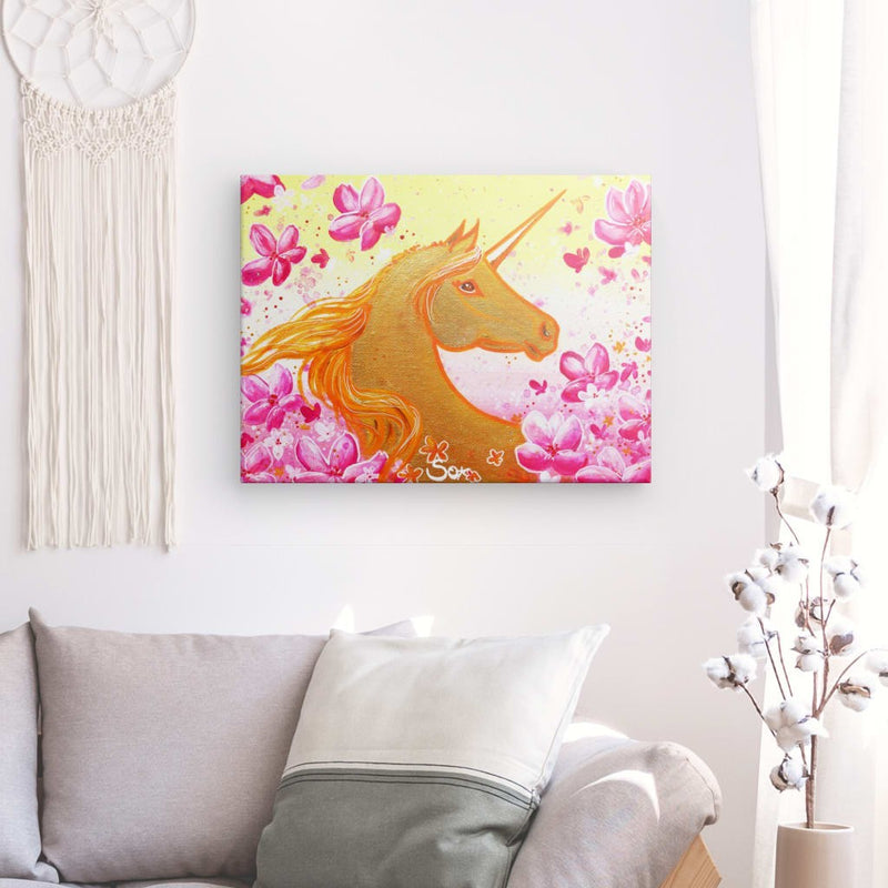 Unicorn picture: magical spring unicorn - art print