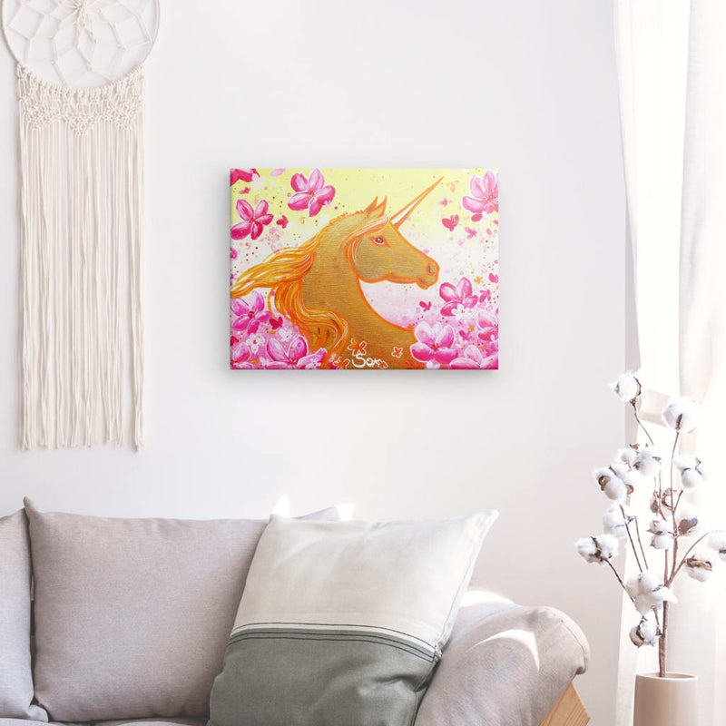Unicorn picture: magical spring unicorn - art print