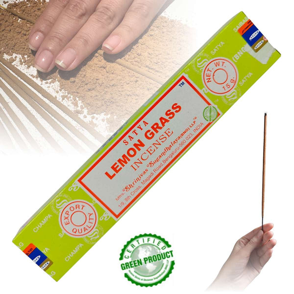 Satya Lemon Grass, Zitronengras Räucherstäbchen, 12 Sticks, 20cm, Brenndauer 45min